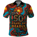 NAIDOC Week 26 Polo Shirt 50 Years of Deadly Aboriginal Motif