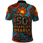 NAIDOC Week 26 Polo Shirt 50 Years of Deadly Aboriginal Motif