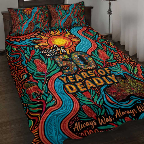NAIDOC Week 26 Quilt Bed Set 50 Years of Deadly Aboriginal Motif