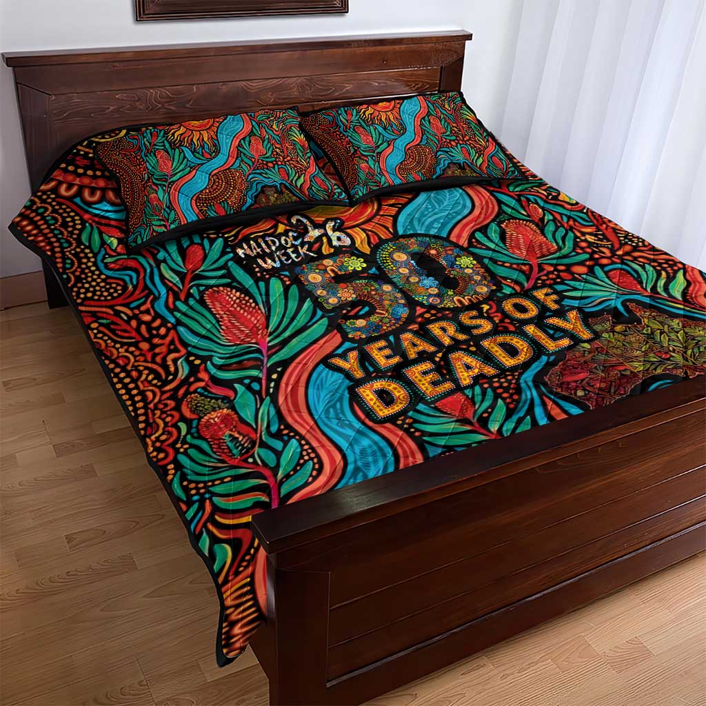 NAIDOC Week 26 Quilt Bed Set 50 Years of Deadly Aboriginal Motif