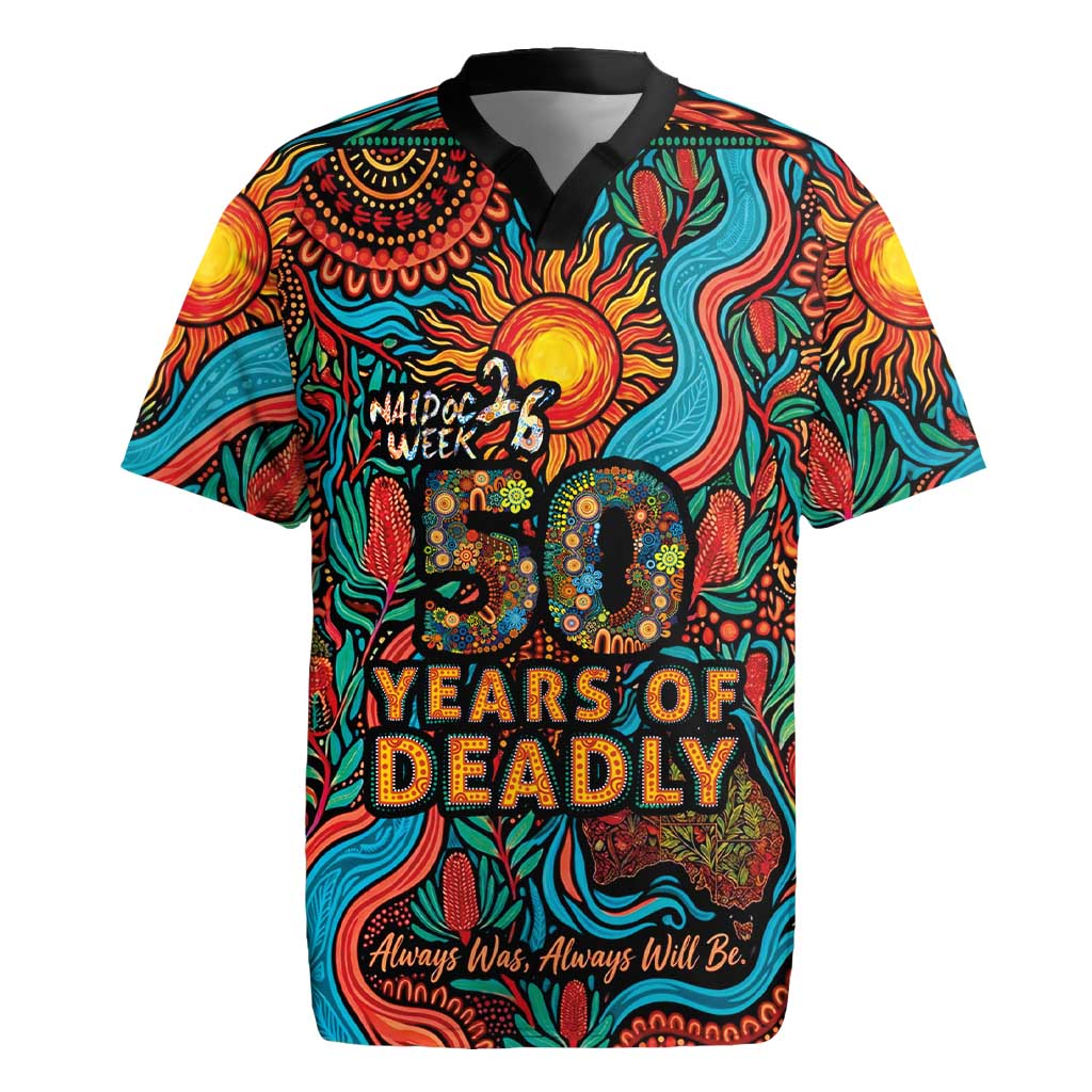 NAIDOC Week 26 Rugby Jersey 50 Years of Deadly Aboriginal Motif