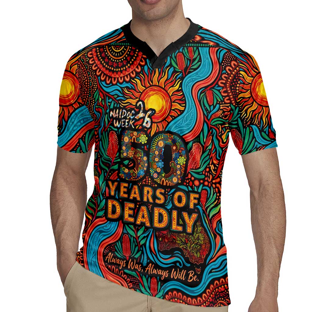 NAIDOC Week 26 Rugby Jersey 50 Years of Deadly Aboriginal Motif