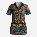 NAIDOC Week 26 Scrub Top 50 Years of Deadly Aboriginal Motif