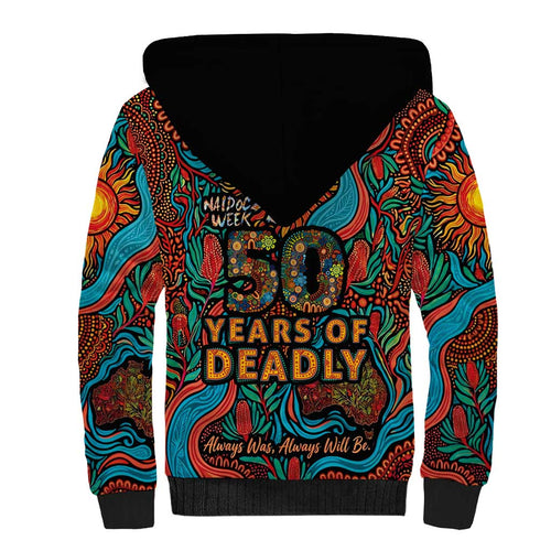 NAIDOC Week 26 Sherpa Hoodie 50 Years of Deadly Aboriginal Motif