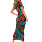 NAIDOC Week 26 Short Sleeve Bodycon Dress 50 Years of Deadly Aboriginal Motif