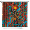 NAIDOC Week 26 Shower Curtain 50 Years of Deadly Aboriginal Motif