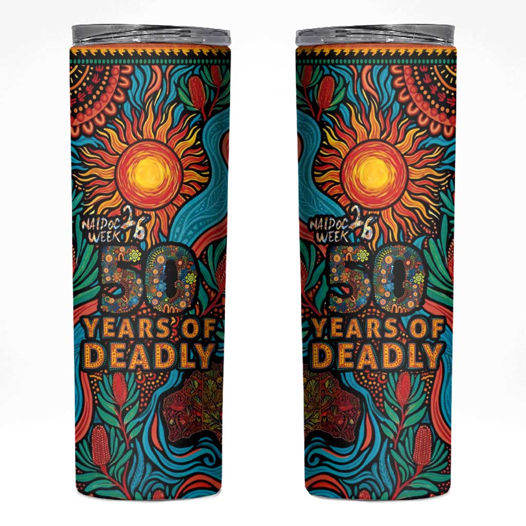 NAIDOC Week 26 Skinny Tumbler 50 Years of Deadly Aboriginal Motif