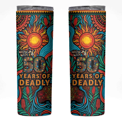 NAIDOC Week 26 Skinny Tumbler 50 Years of Deadly Aboriginal Motif