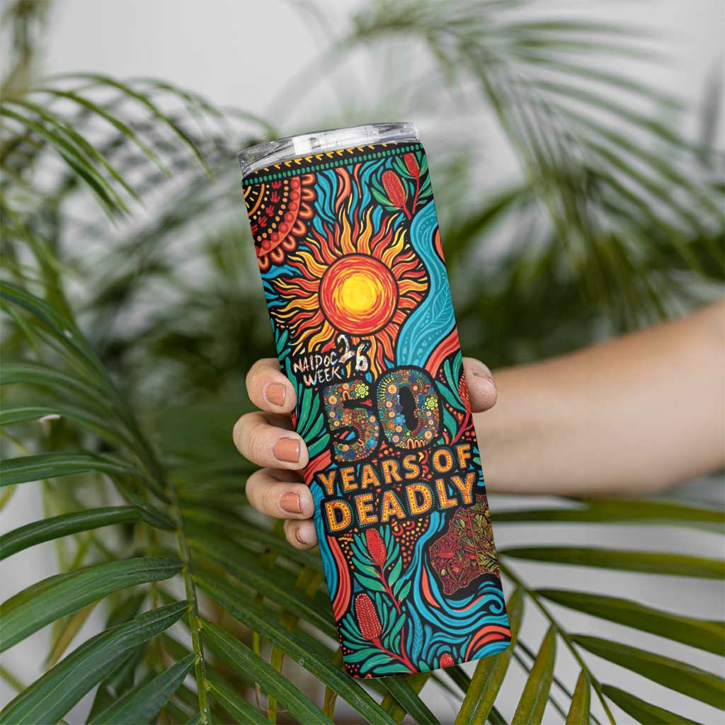 NAIDOC Week 26 Skinny Tumbler 50 Years of Deadly Aboriginal Motif