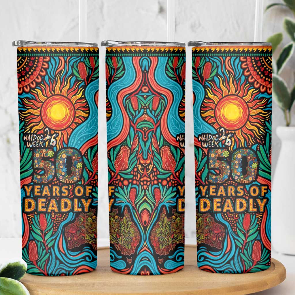 NAIDOC Week 26 Skinny Tumbler 50 Years of Deadly Aboriginal Motif