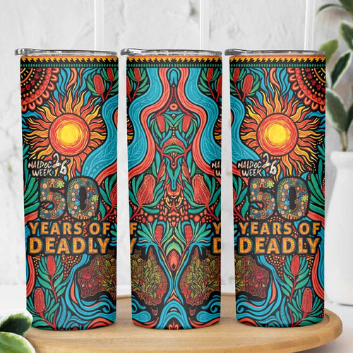 NAIDOC Week 26 Skinny Tumbler 50 Years of Deadly Aboriginal Motif