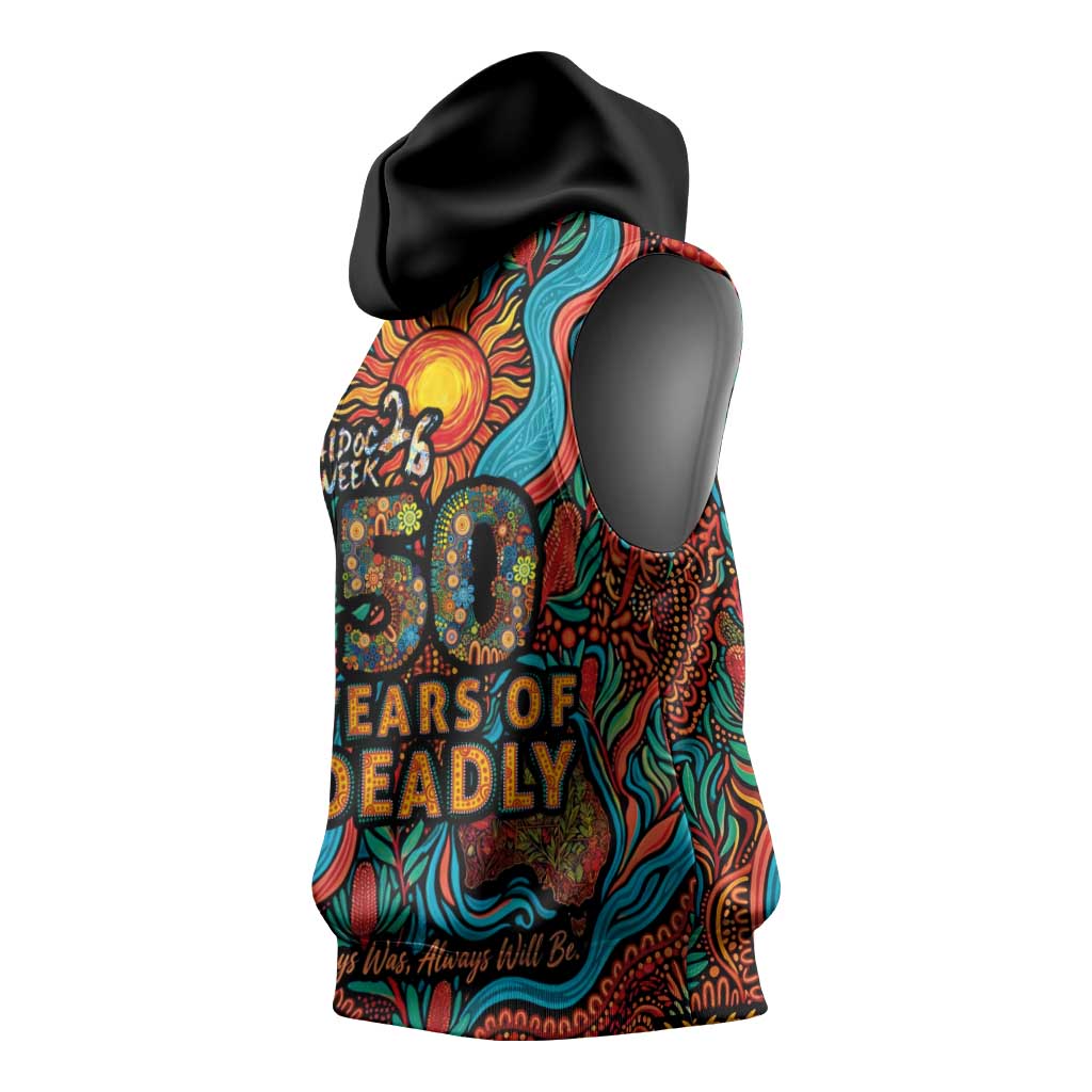 NAIDOC Week 26 Sleeveless Hoodie 50 Years of Deadly Aboriginal Motif