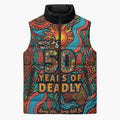 NAIDOC Week 26 Sleeveless Puffer Jacket 50 Years of Deadly Aboriginal Motif