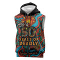 NAIDOC Week 26 Sleeveless Zip Hoodie 50 Years of Deadly Aboriginal Motif