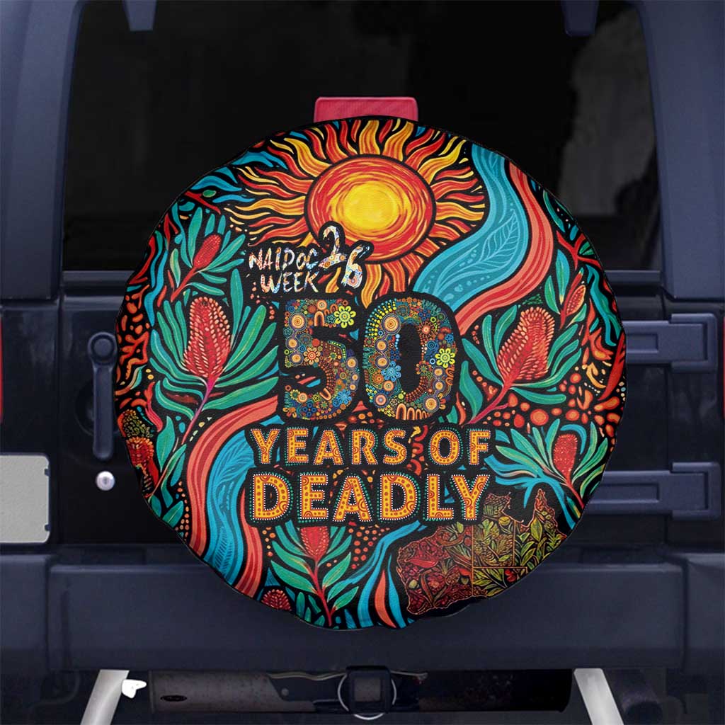 NAIDOC Week 26 Spare Tire Cover 50 Years of Deadly Aboriginal Motif