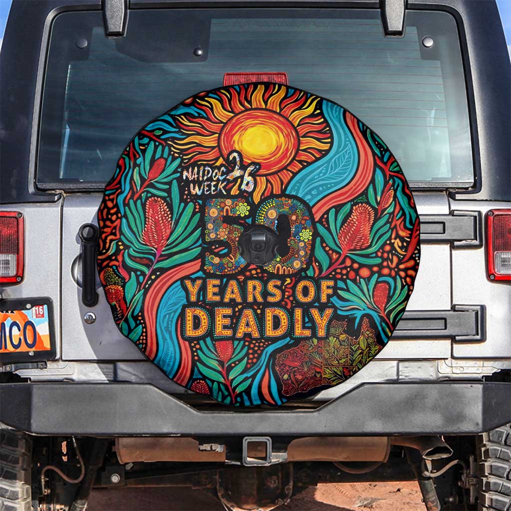 NAIDOC Week 26 Spare Tire Cover 50 Years of Deadly Aboriginal Motif
