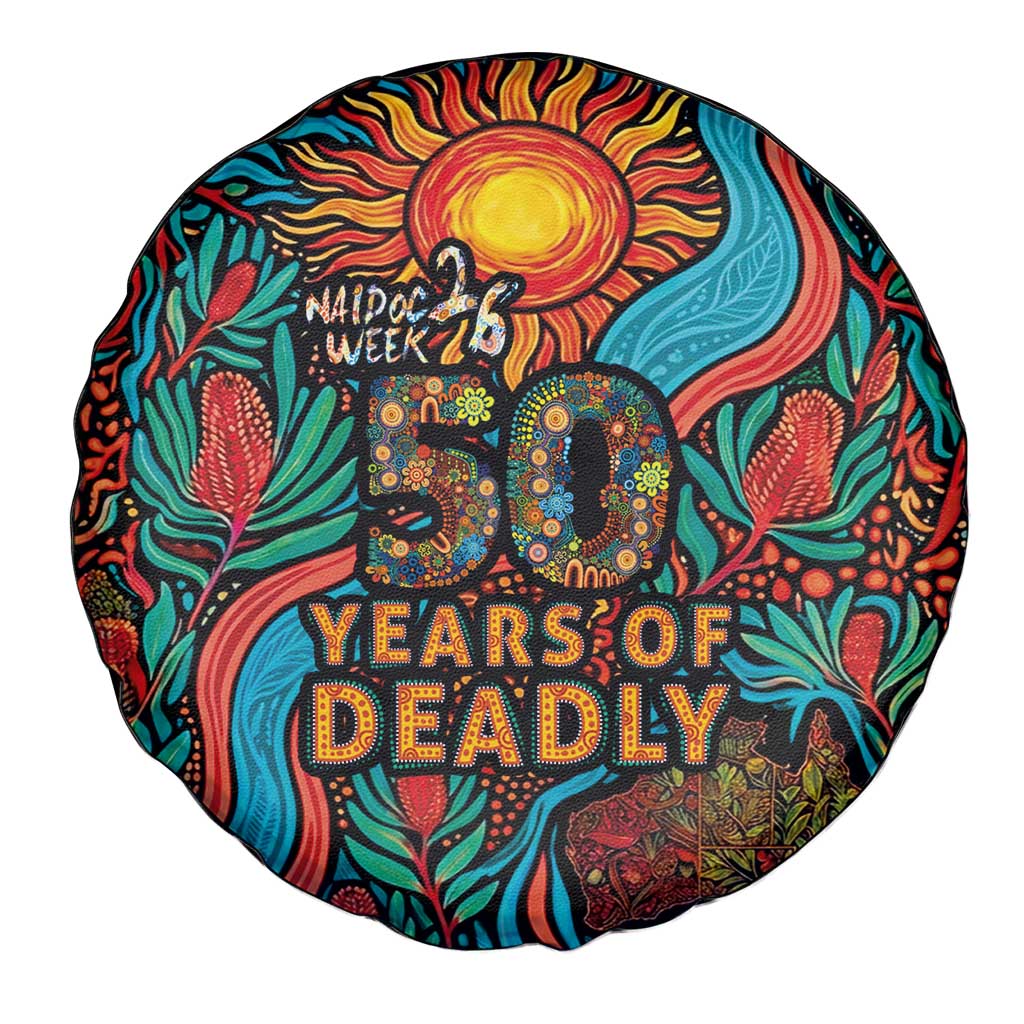 NAIDOC Week 26 Spare Tire Cover 50 Years of Deadly Aboriginal Motif