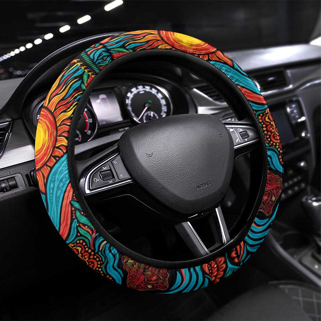 NAIDOC Week 26 Steering Wheel Cover 50 Years of Deadly Aboriginal Motif
