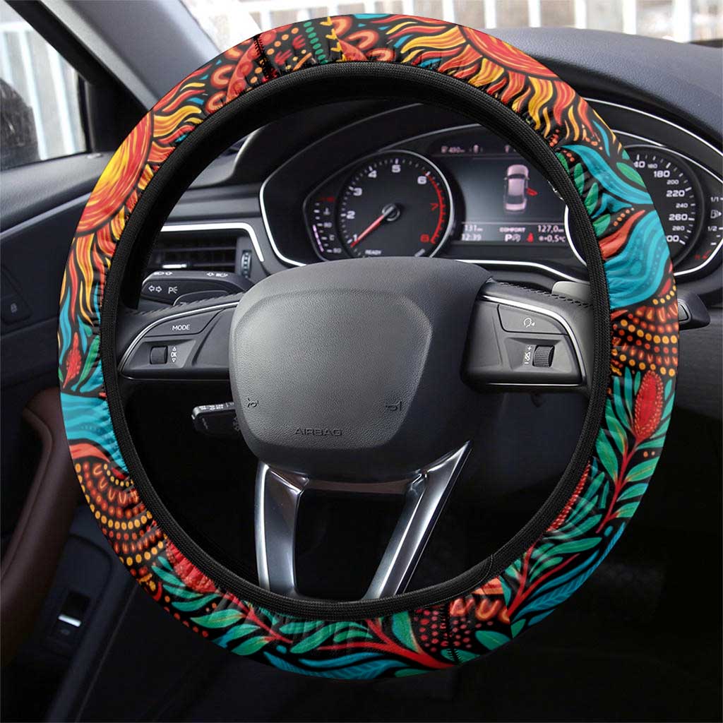 NAIDOC Week 26 Steering Wheel Cover 50 Years of Deadly Aboriginal Motif