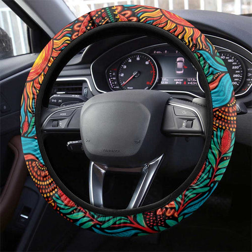 NAIDOC Week 26 Steering Wheel Cover 50 Years of Deadly Aboriginal Motif