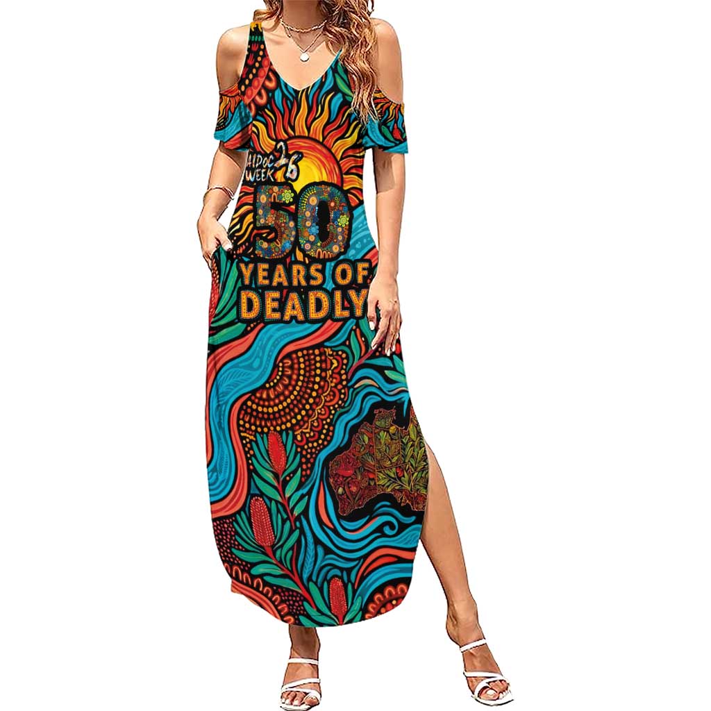 NAIDOC Week 26 Summer Maxi Dress 50 Years of Deadly Aboriginal Motif