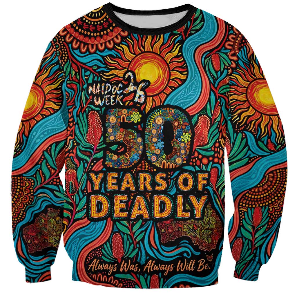 NAIDOC Week 26 Sweatshirt 50 Years of Deadly Aboriginal Motif