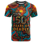 NAIDOC Week 26 T Shirt 50 Years of Deadly Aboriginal Motif