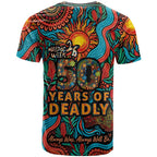NAIDOC Week 26 T Shirt 50 Years of Deadly Aboriginal Motif