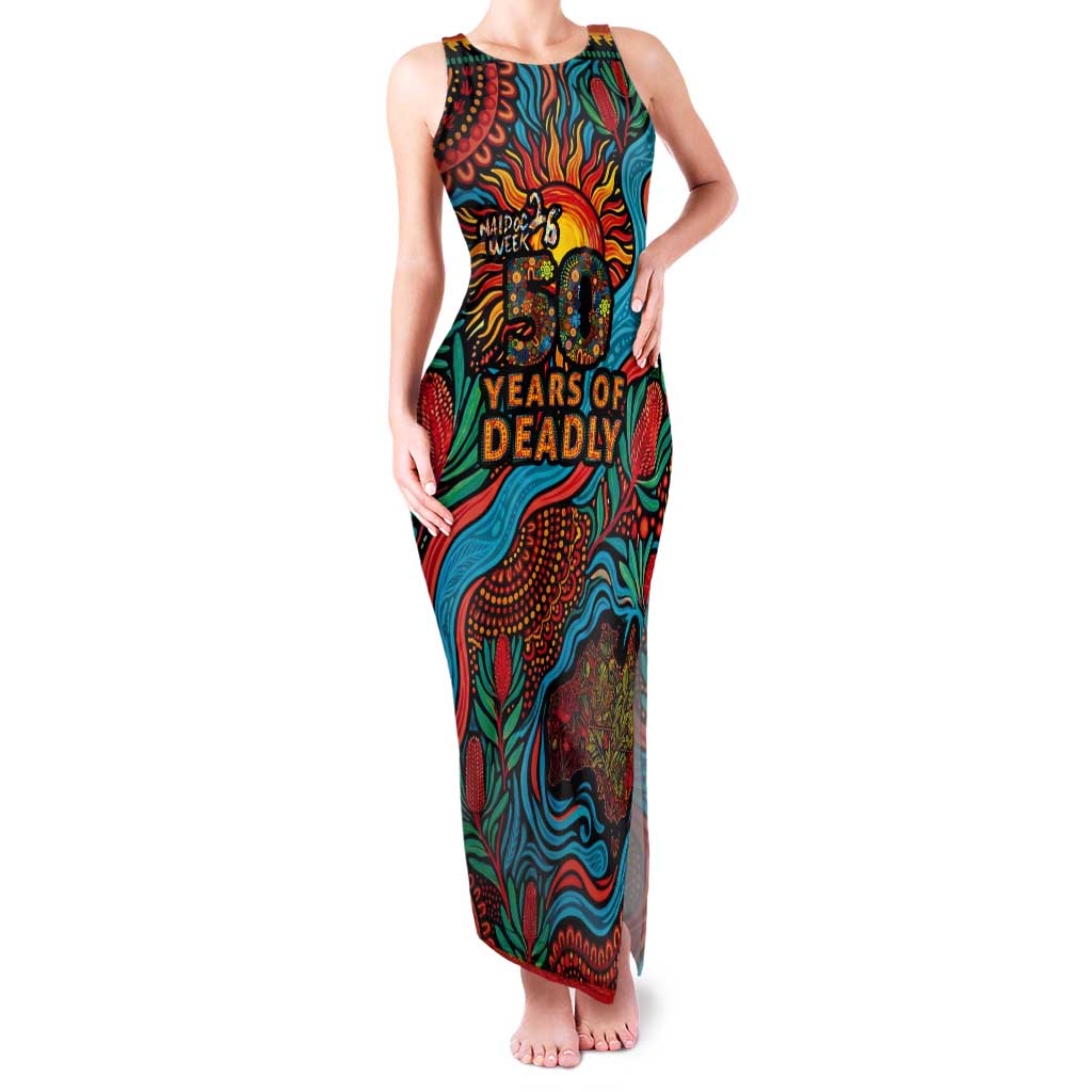 NAIDOC Week 26 Tank Maxi Dress 50 Years of Deadly Aboriginal Motif