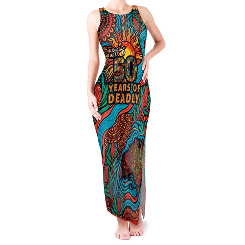 NAIDOC Week 26 Tank Maxi Dress 50 Years of Deadly Aboriginal Motif