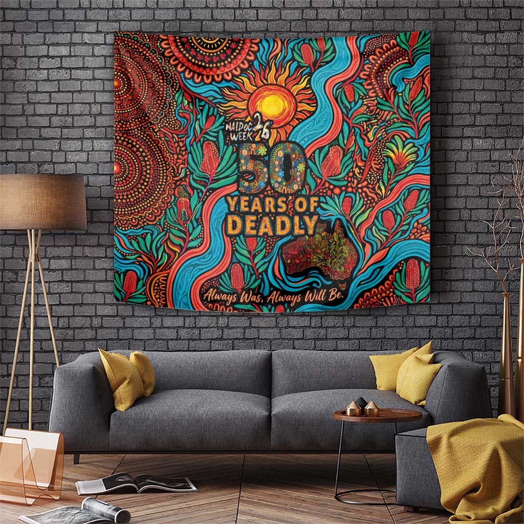 NAIDOC Week 26 Tapestry 50 Years of Deadly Aboriginal Motif