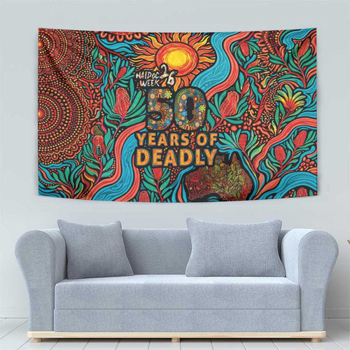NAIDOC Week 26 Tapestry 50 Years of Deadly Aboriginal Motif