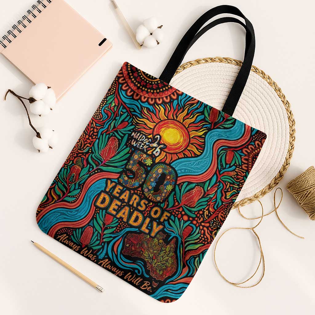 NAIDOC Week 26 Tote Bag 50 Years of Deadly Aboriginal Motif