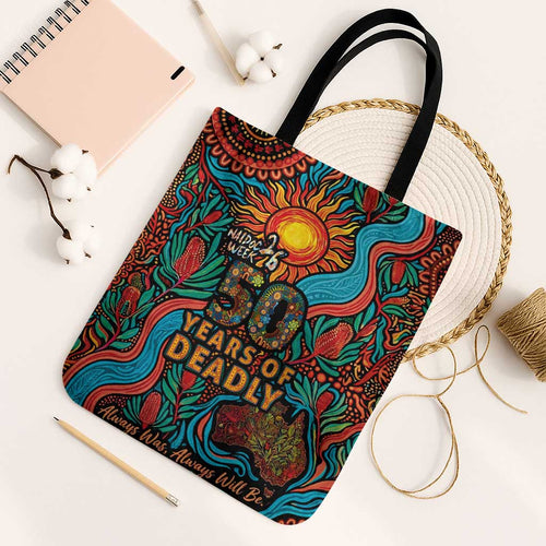 NAIDOC Week 26 Tote Bag 50 Years of Deadly Aboriginal Motif
