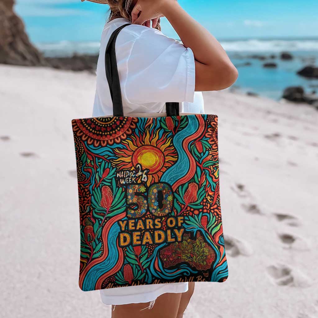 NAIDOC Week 26 Tote Bag 50 Years of Deadly Aboriginal Motif