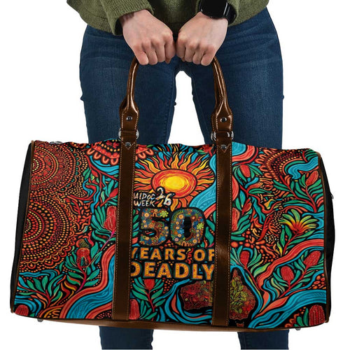 NAIDOC Week 26 Travel Bag 50 Years of Deadly Aboriginal Motif