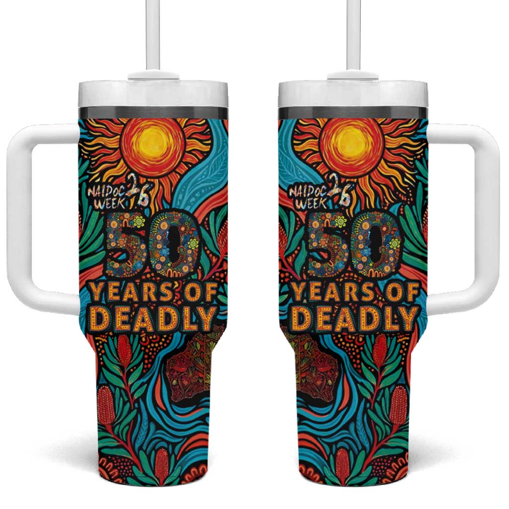 NAIDOC Week 26 Tumbler With Handle 50 Years of Deadly Aboriginal Motif