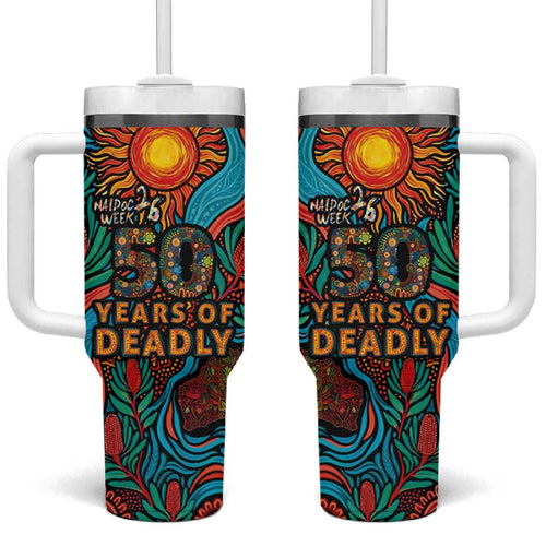 NAIDOC Week 26 Tumbler With Handle 50 Years of Deadly Aboriginal Motif