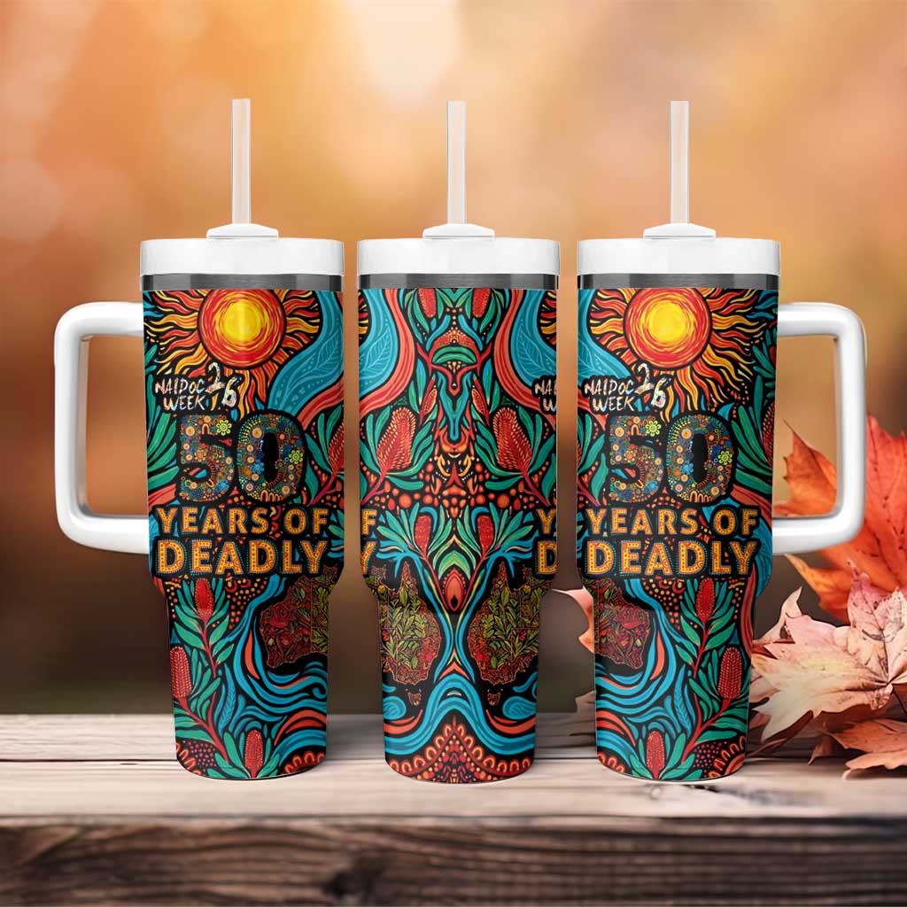 NAIDOC Week 26 Tumbler With Handle 50 Years of Deadly Aboriginal Motif