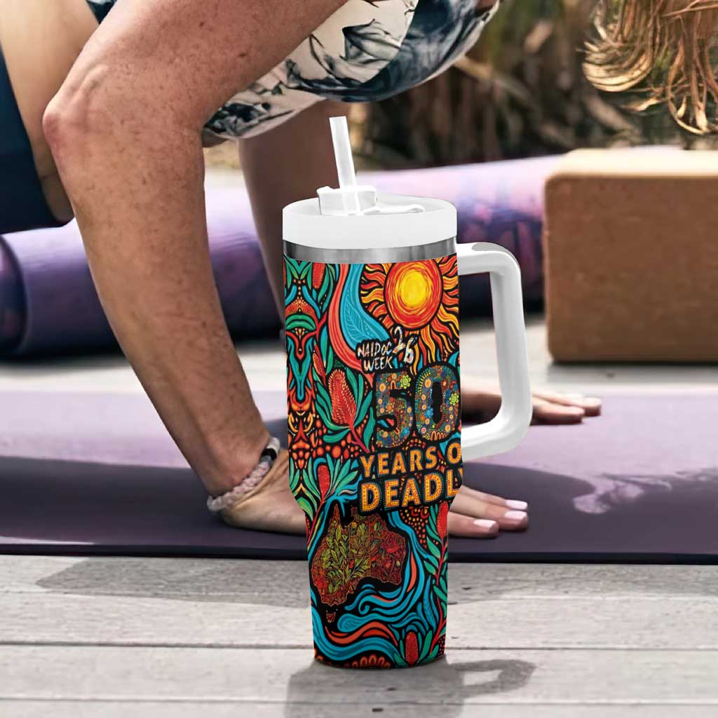 NAIDOC Week 26 Tumbler With Handle 50 Years of Deadly Aboriginal Motif