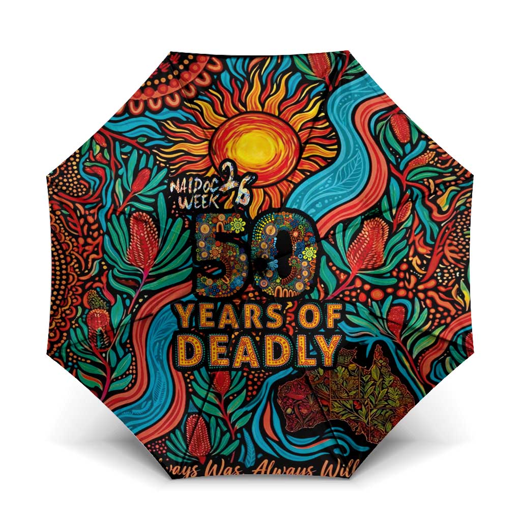 NAIDOC Week 26 Umbrella 50 Years of Deadly Aboriginal Motif