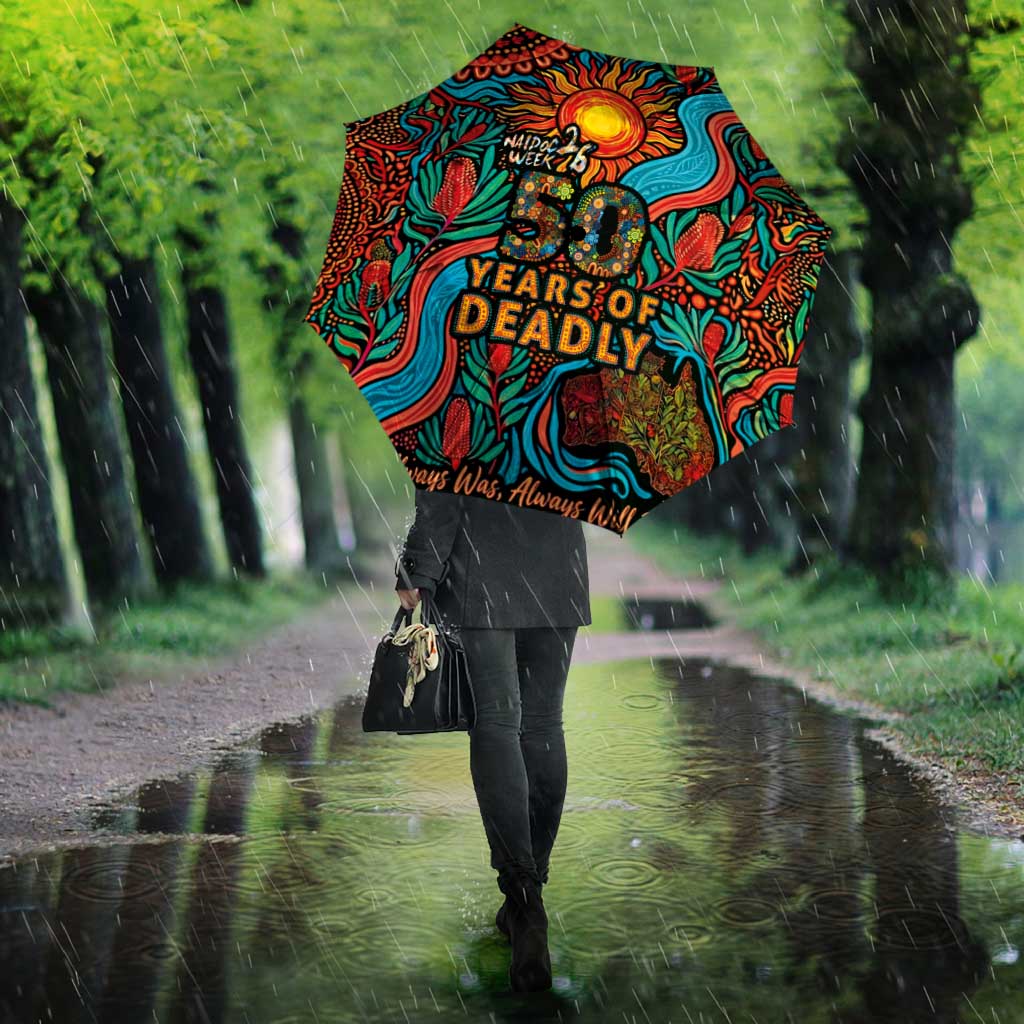 NAIDOC Week 26 Umbrella 50 Years of Deadly Aboriginal Motif