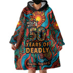 NAIDOC Week 26 Wearable Blanket Hoodie 50 Years of Deadly Aboriginal Motif