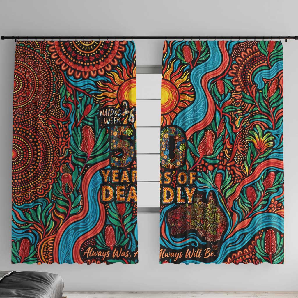 NAIDOC Week 26 Window Curtain 50 Years of Deadly Aboriginal Motif