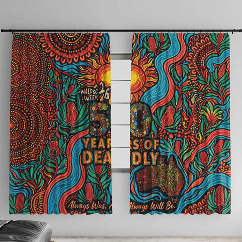 NAIDOC Week 26 Window Curtain 50 Years of Deadly Aboriginal Motif