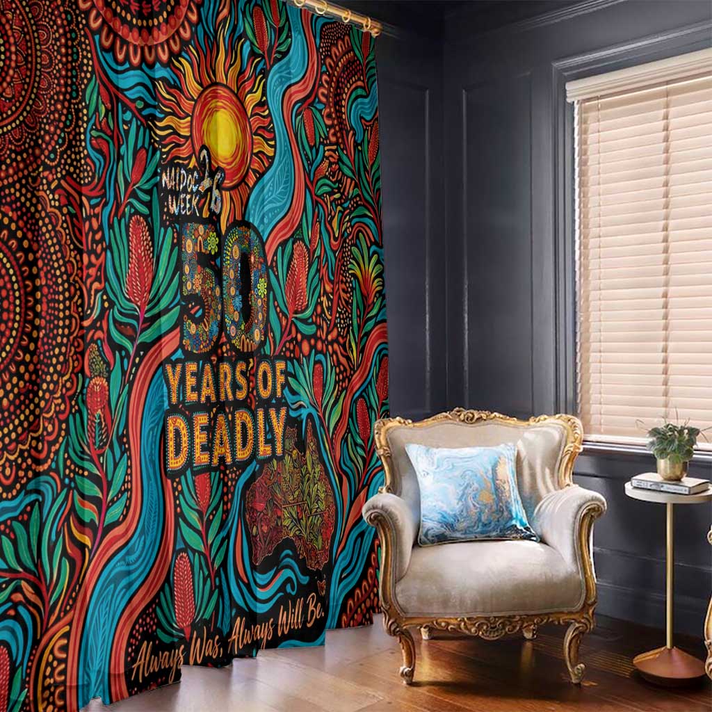 NAIDOC Week 26 Window Curtain 50 Years of Deadly Aboriginal Motif