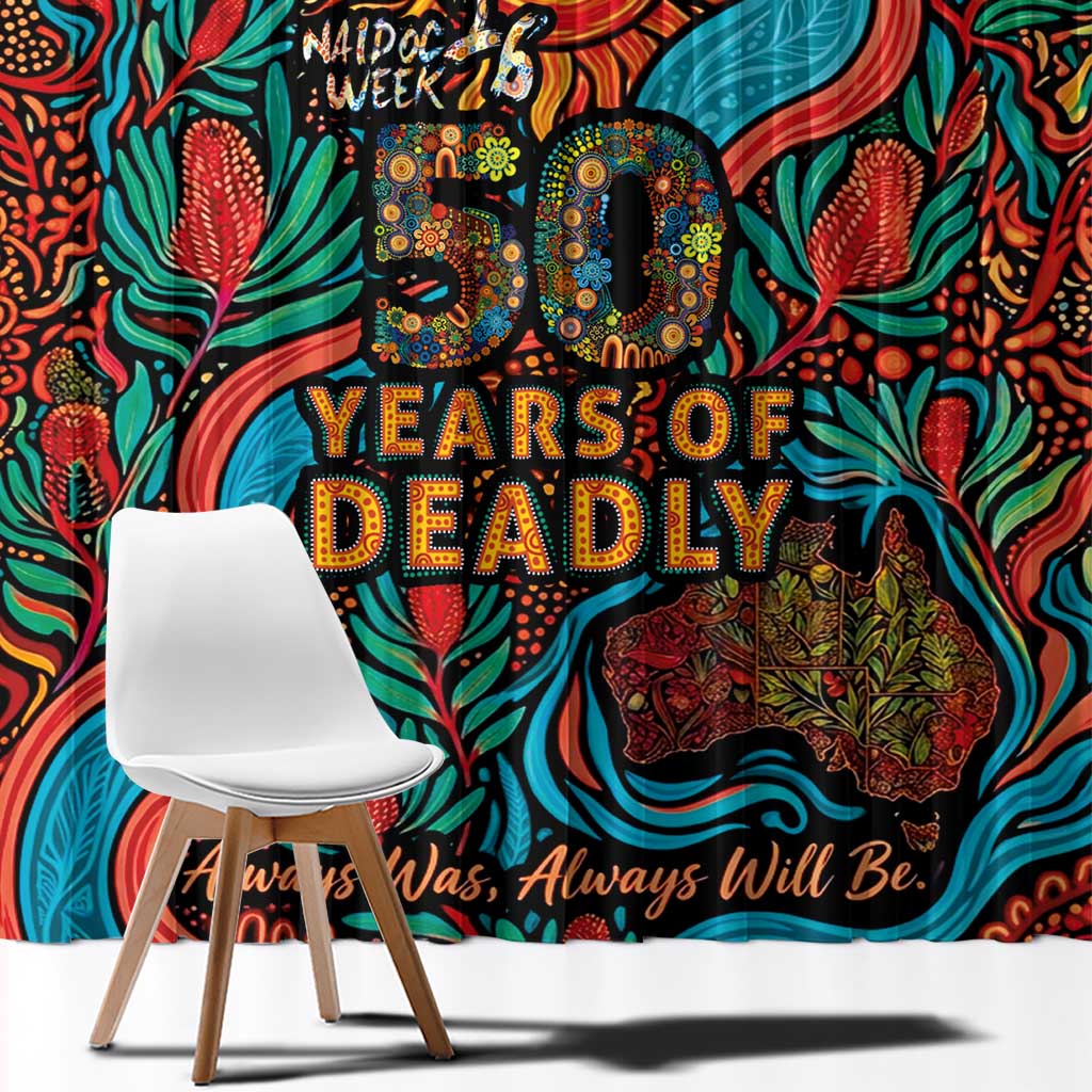 NAIDOC Week 26 Window Curtain 50 Years of Deadly Aboriginal Motif