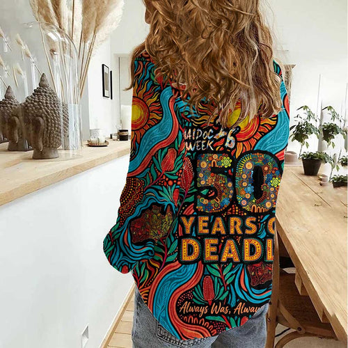 NAIDOC Week 26 Women Casual Shirt 50 Years of Deadly Aboriginal Motif