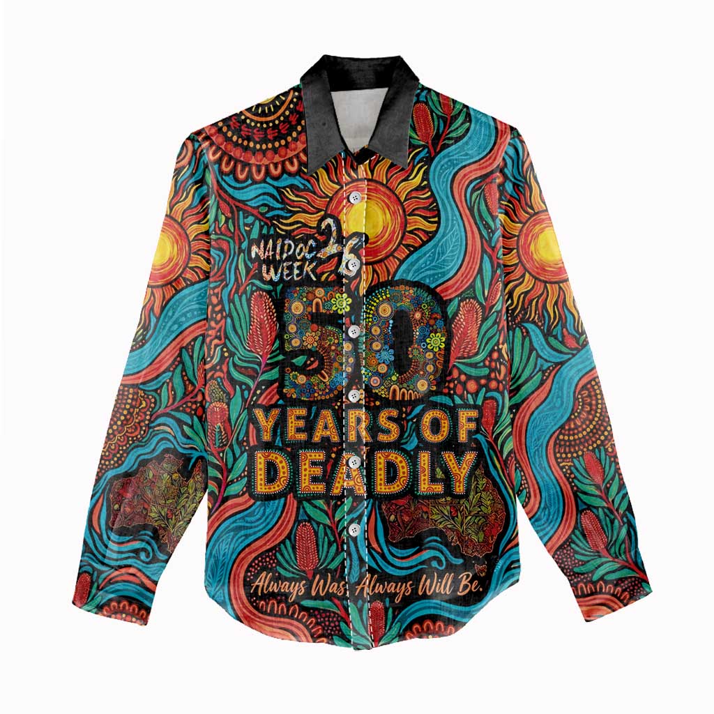 NAIDOC Week 26 Women Casual Shirt 50 Years of Deadly Aboriginal Motif