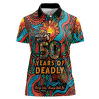 NAIDOC Week 26 Women Polo Shirt 50 Years of Deadly Aboriginal Motif